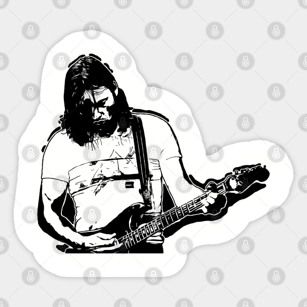 David gilmour black lineart vintagemusic Pink Floyd Sticker
